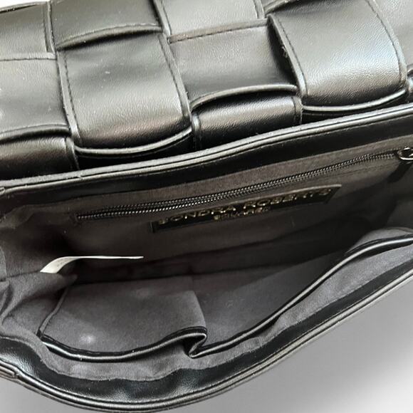 Sondra Roberts Black woven crossbody purse faux leather everyday scandi girl - Picture 10 of 10